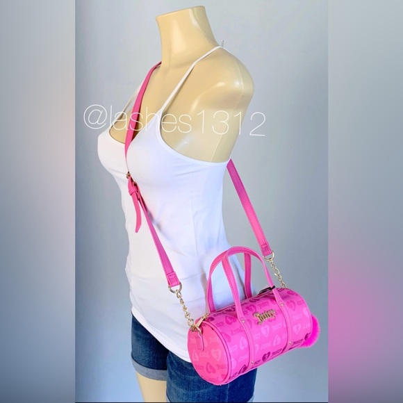 JUICY COUTURE Bag Mini Barrel Crossbody - Juicy Pink Hearts - Picture 7 of 7